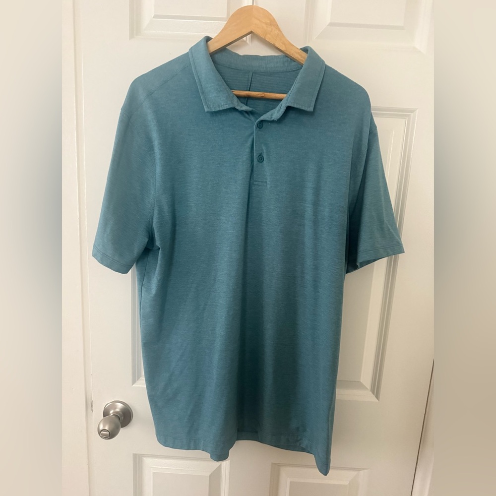 Lululemon Men’s Evolution Short-Sleeve Polo Size XL Heathered Blue Golf Business